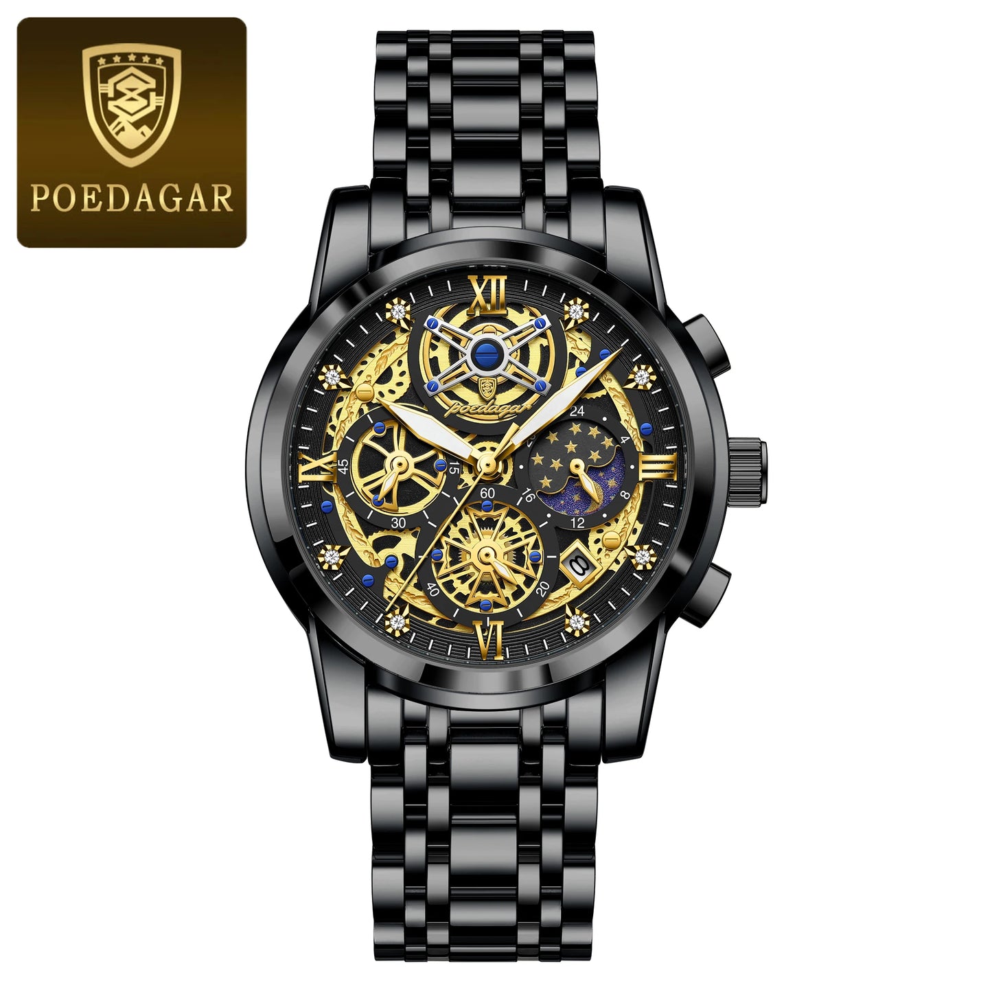 Iron Steel luxury Gold Dragon Watch