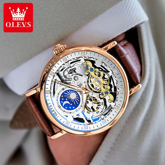 OLVES Moon Phase Mechanical Luxury Watch Men