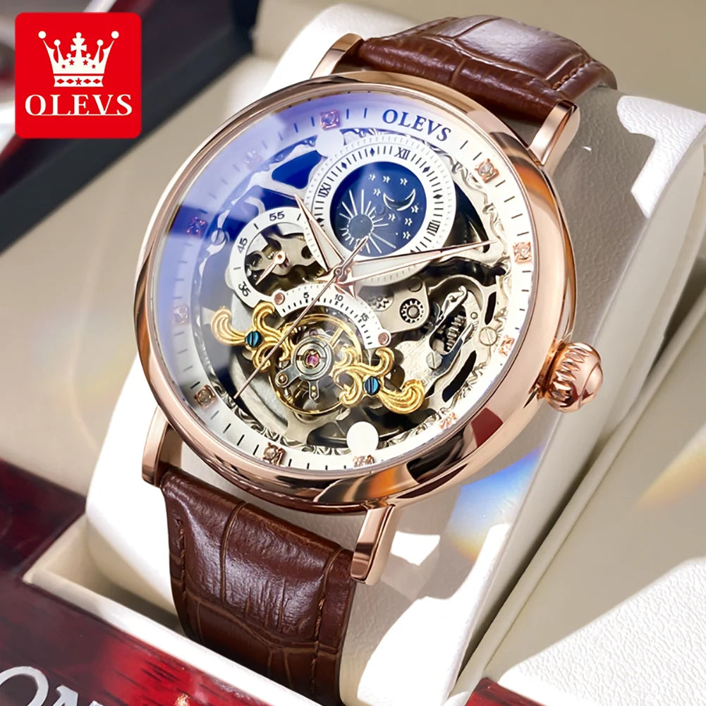 OLVES Moon Phase Mechanical Luxury Watch Men